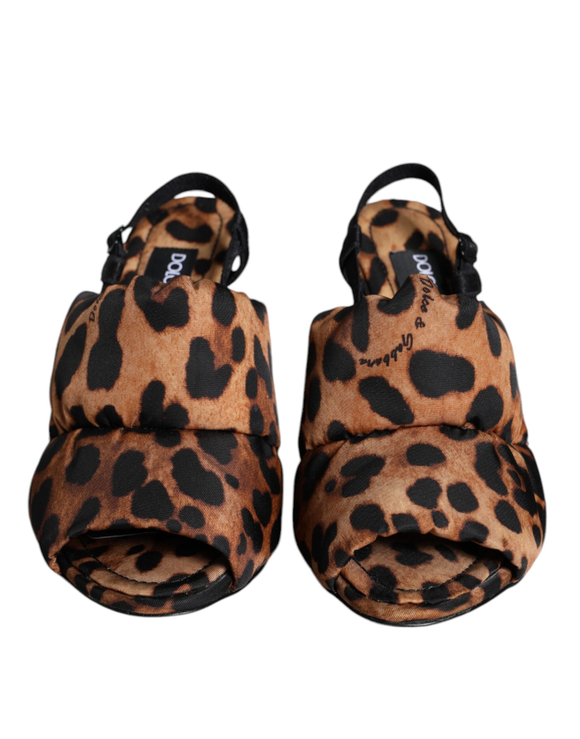 New Dolce & Gabbana Brown Leopard Keira Slingback Sandals Shoes
