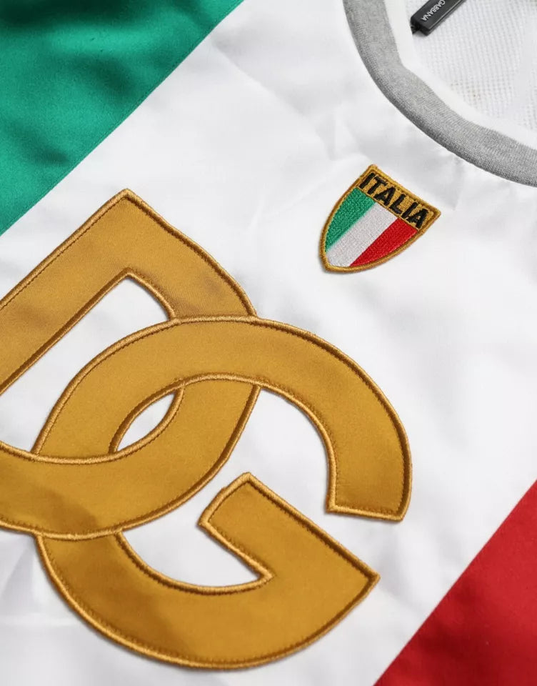 New Dolce & Gabbana White Green Sleeveless Top Italian Flag Basket T-shirt