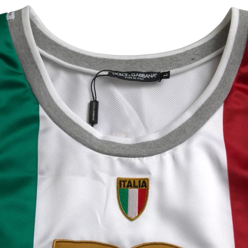 New Dolce & Gabbana White Green Sleeveless Top Italian Flag Basket T-shirt