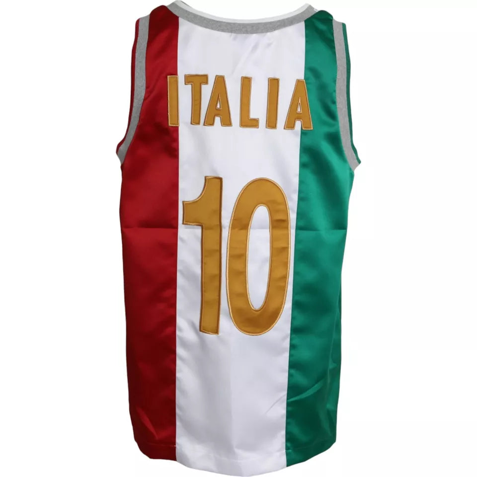New Dolce & Gabbana White Green Sleeveless Top Italian Flag Basket T-shirt