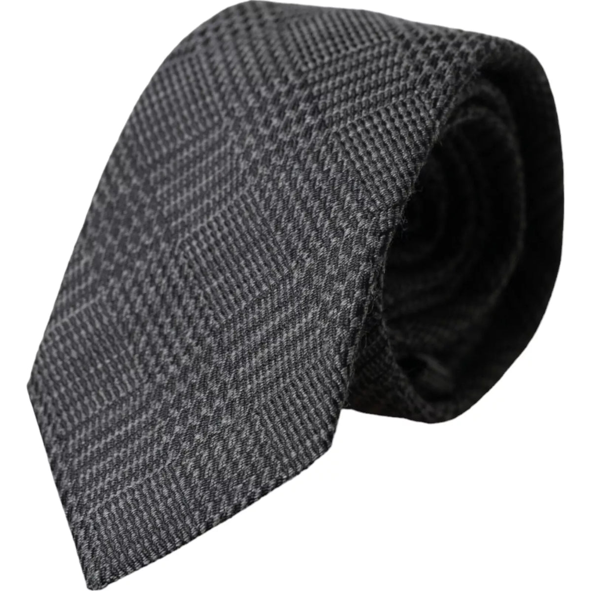 New Dolce & Gabbana Dark Gray Plaid Patterned Silk Adjustable Men Tie