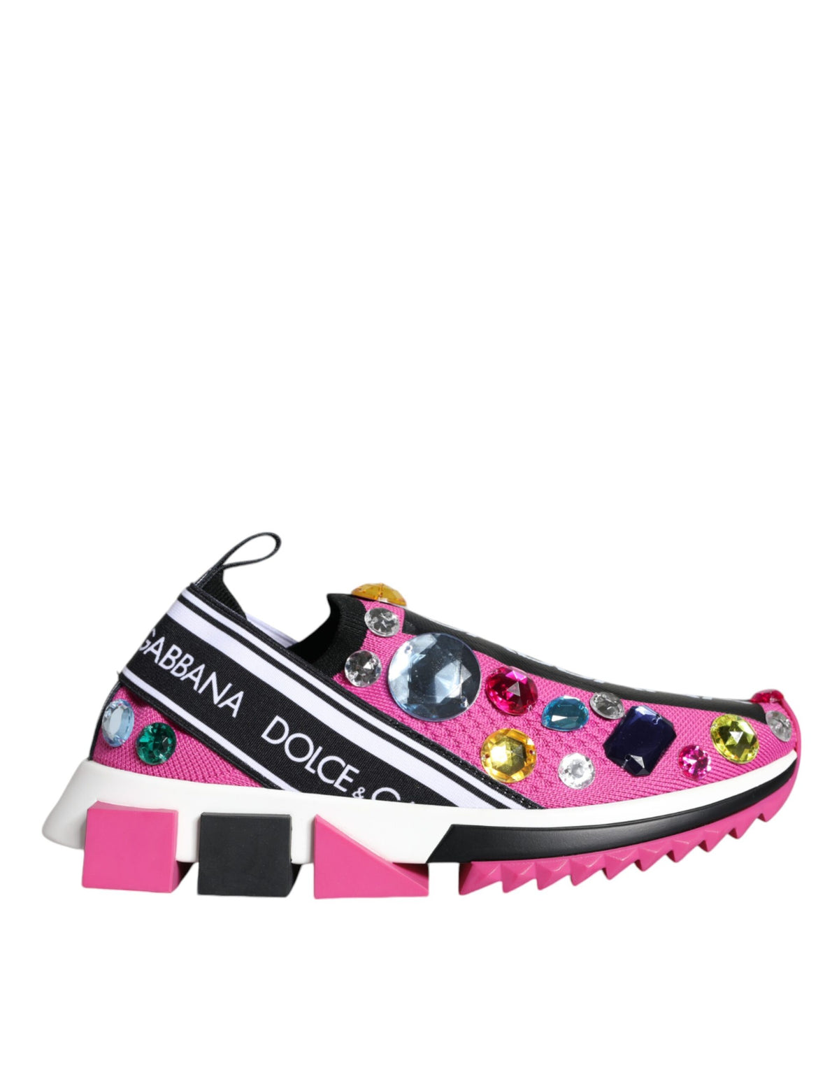 New Dolce & Gabbana Pink Sorrento Crystals Low Top Sneakers Shoes