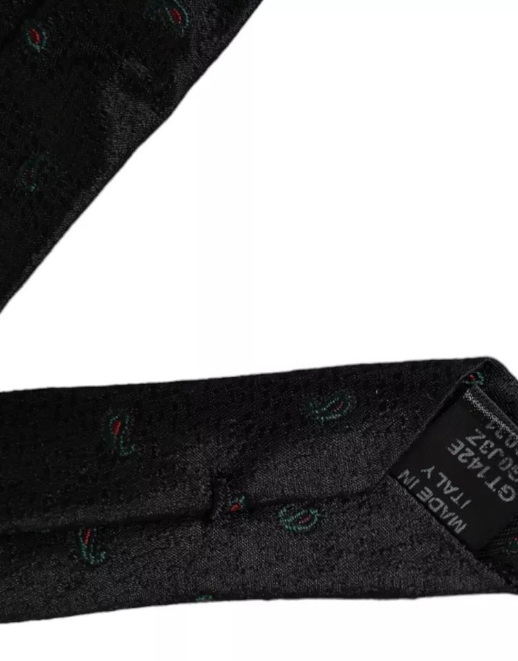 New Dolce & Gabbana Dark Gray Fantasy 100% Silk Adjustable Men Tie