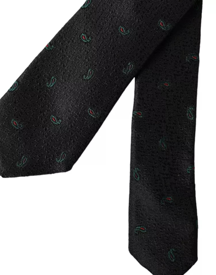 New Dolce & Gabbana Dark Gray Fantasy 100% Silk Adjustable Men Tie