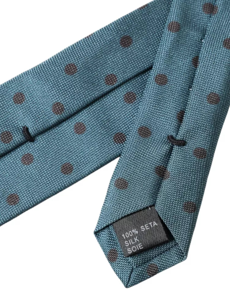 Dolce & Gabbana Blue Black Polka Dot Silk Adjustable Men Tie