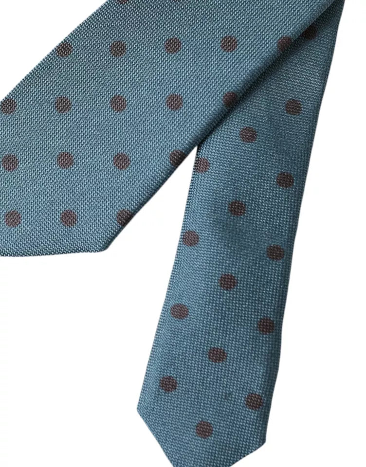 New Dolce & Gabbana Blue Black Polka Dot Silk Adjustable Men Tie