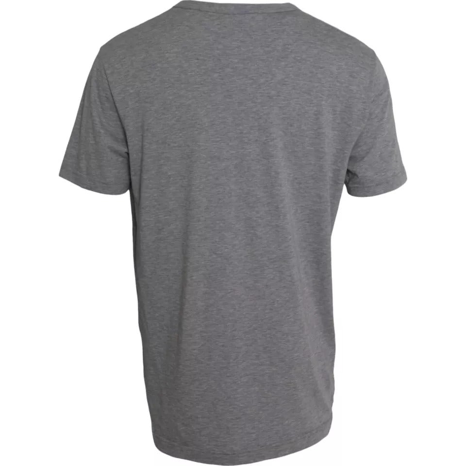 New Dolce & Gabbana Gray Graphic Print Cotton Round Neck T-shirt
