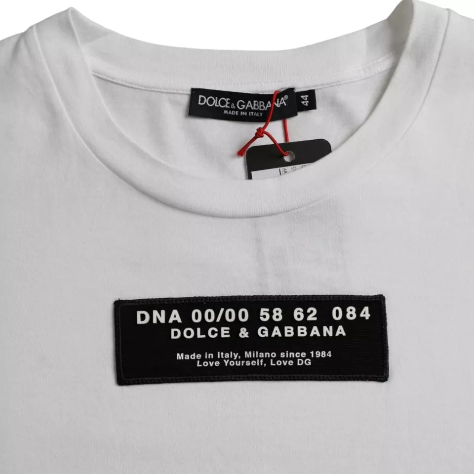 New Dolce & Gabbana White Cotton DG Applique Men Casual T-shirt