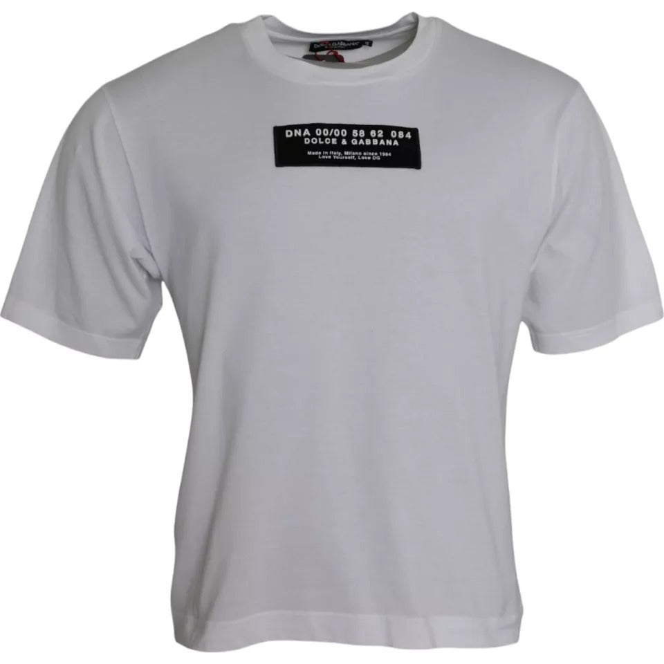 New Dolce & Gabbana White Cotton DG Applique Men Casual T-shirt