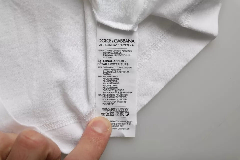 New Dolce & Gabbana White Cotton DG Applique Men Casual T-shirt
