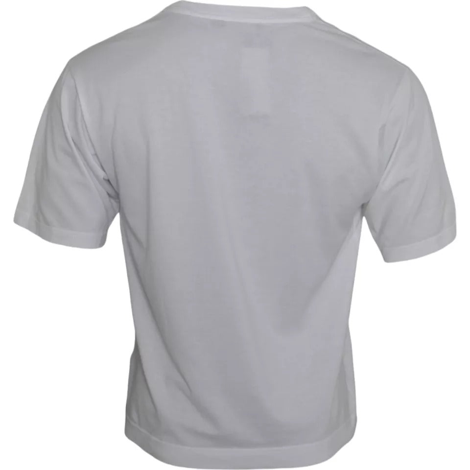New Dolce & Gabbana White Cotton DG Applique Men Casual T-shirt