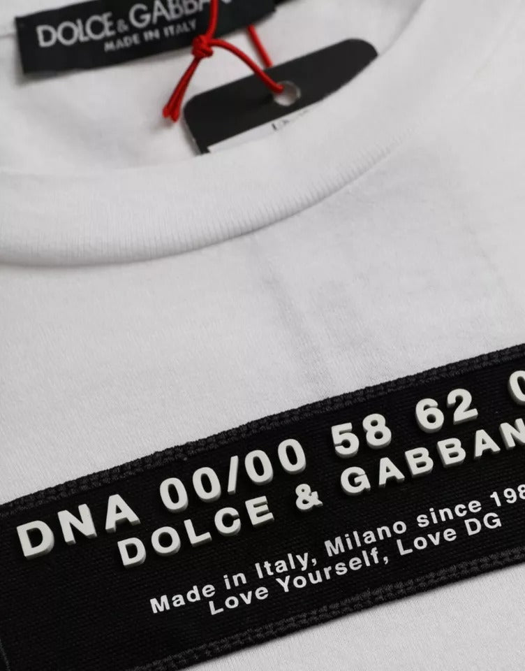 New Dolce & Gabbana White Cotton DG Applique Men Casual T-shirt
