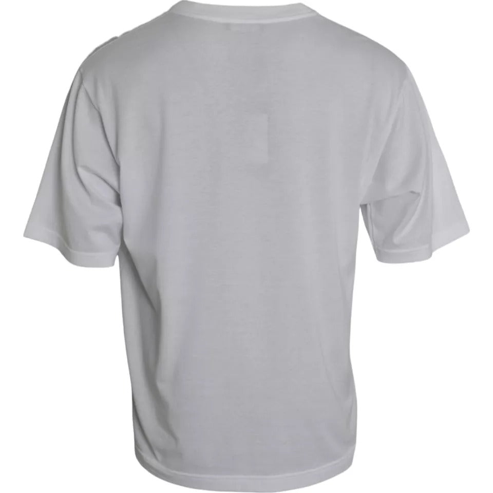 New Dolce & Gabbana White Cotton Round Neck Short Sleeve T-shirt