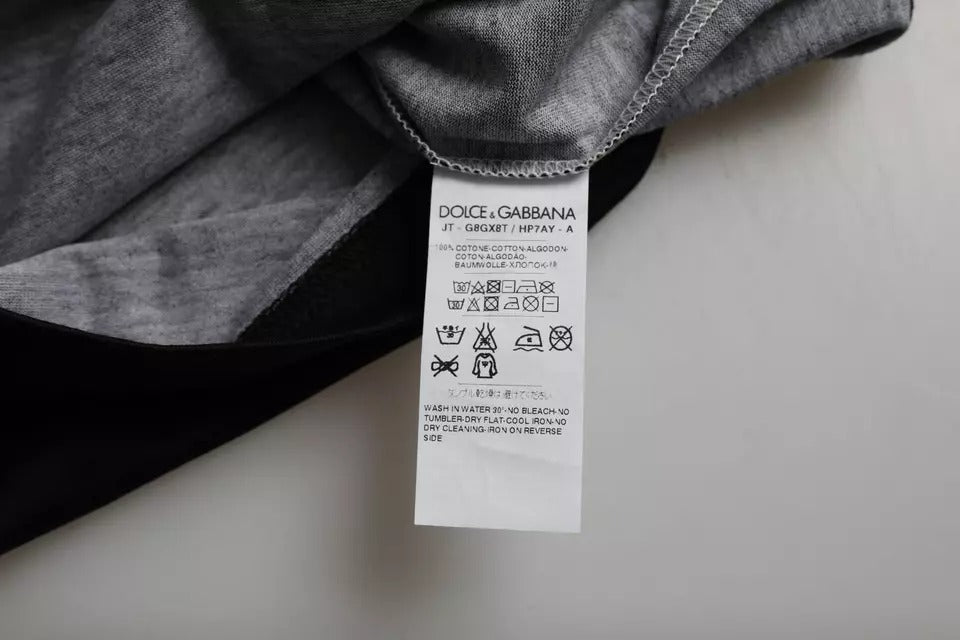 New Dolce & Gabbana Black White Jazz Print Cotton Short Sleeves T-shirt