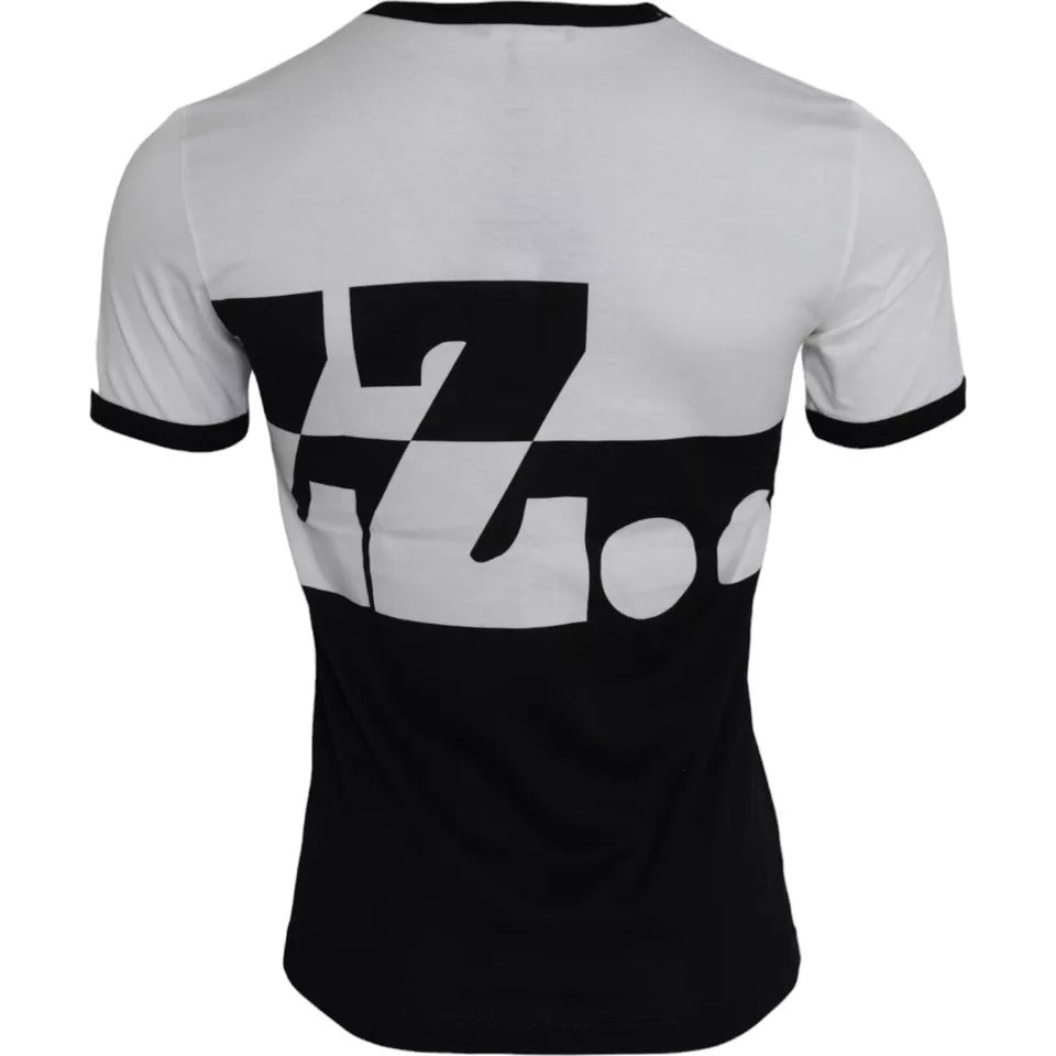 New Dolce & Gabbana Black White Jazz Print Cotton Short Sleeves T-shirt