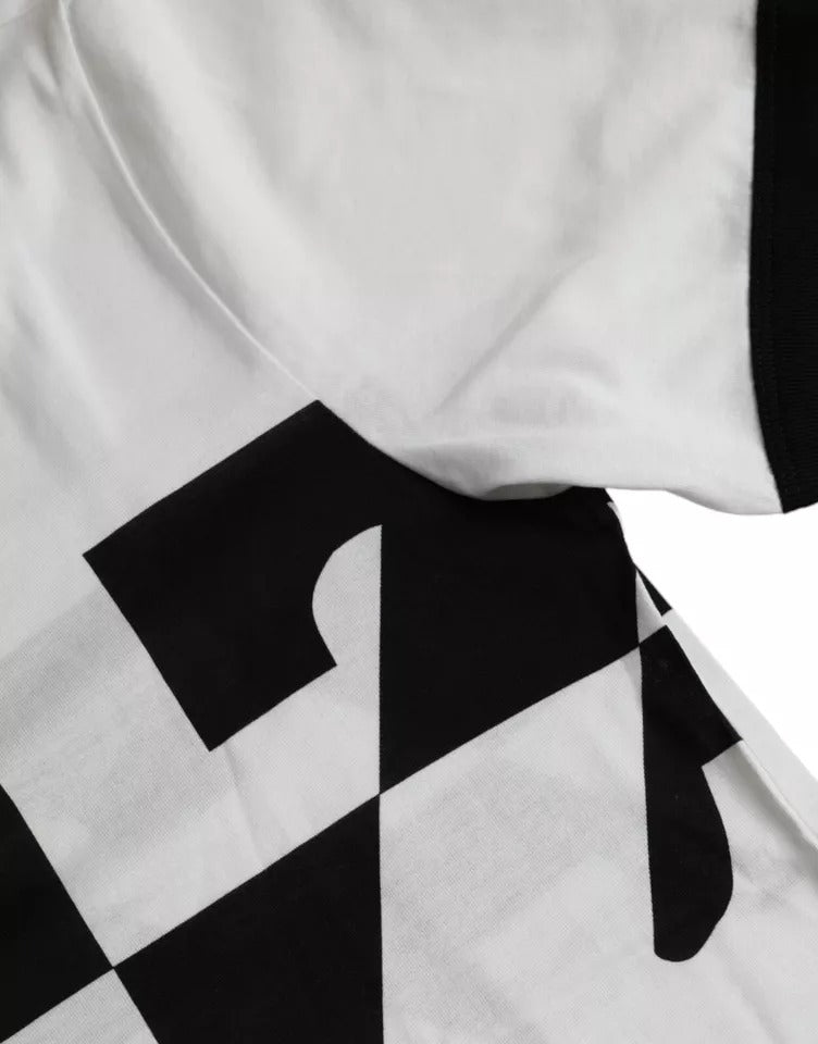 New Dolce & Gabbana Black White Jazz Print Cotton Short Sleeves T-shirt