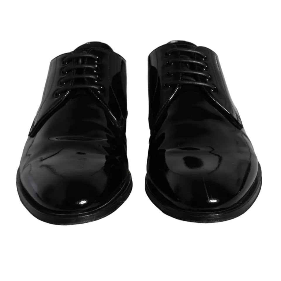 Pre-Owned Dolce & Gabbana Black Calfskin Leather Derby Men Dress Shoes