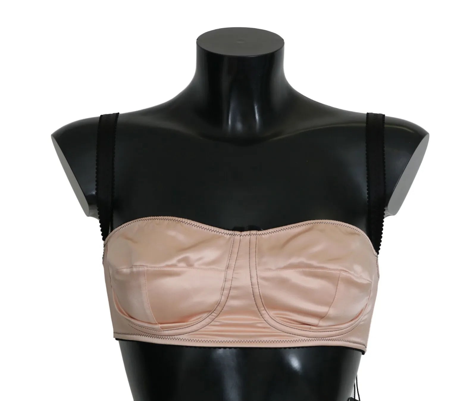 New Dolce & Gabbana Black Straps Pink Balconcino Bra