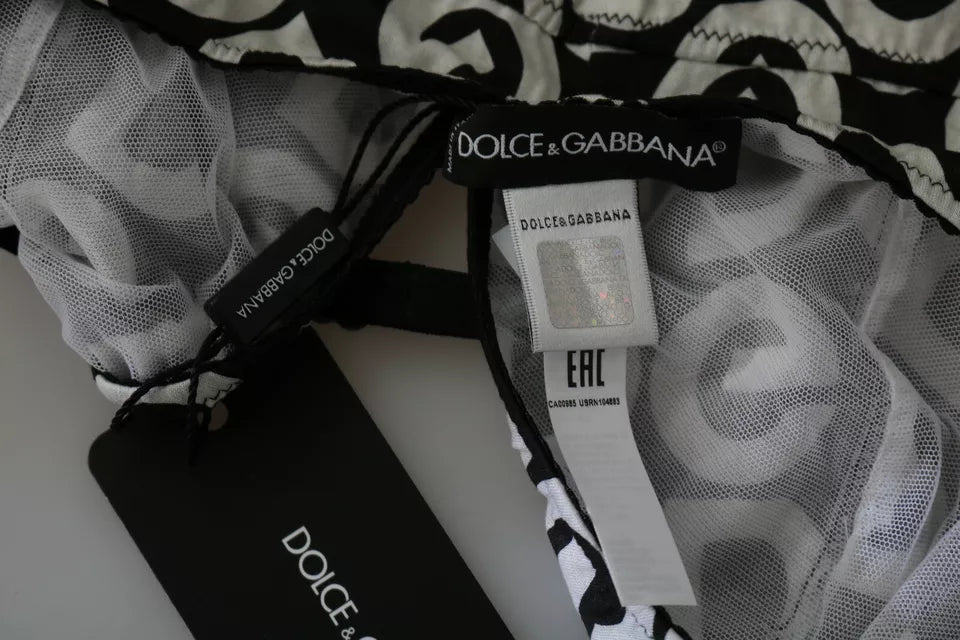 New Dolce & Gabbana Black DG Mania Print Sleeveless Swimwear