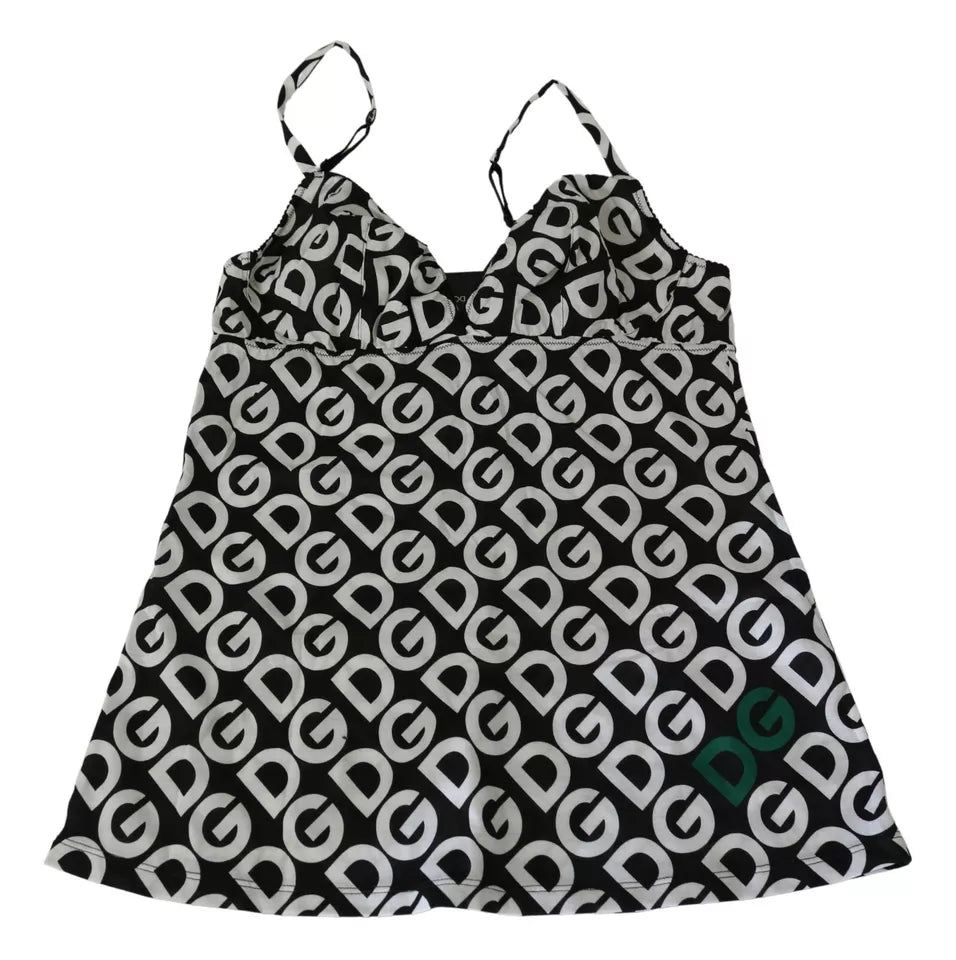 New Dolce & Gabbana Black DG Mania Print Sleeveless Swimwear