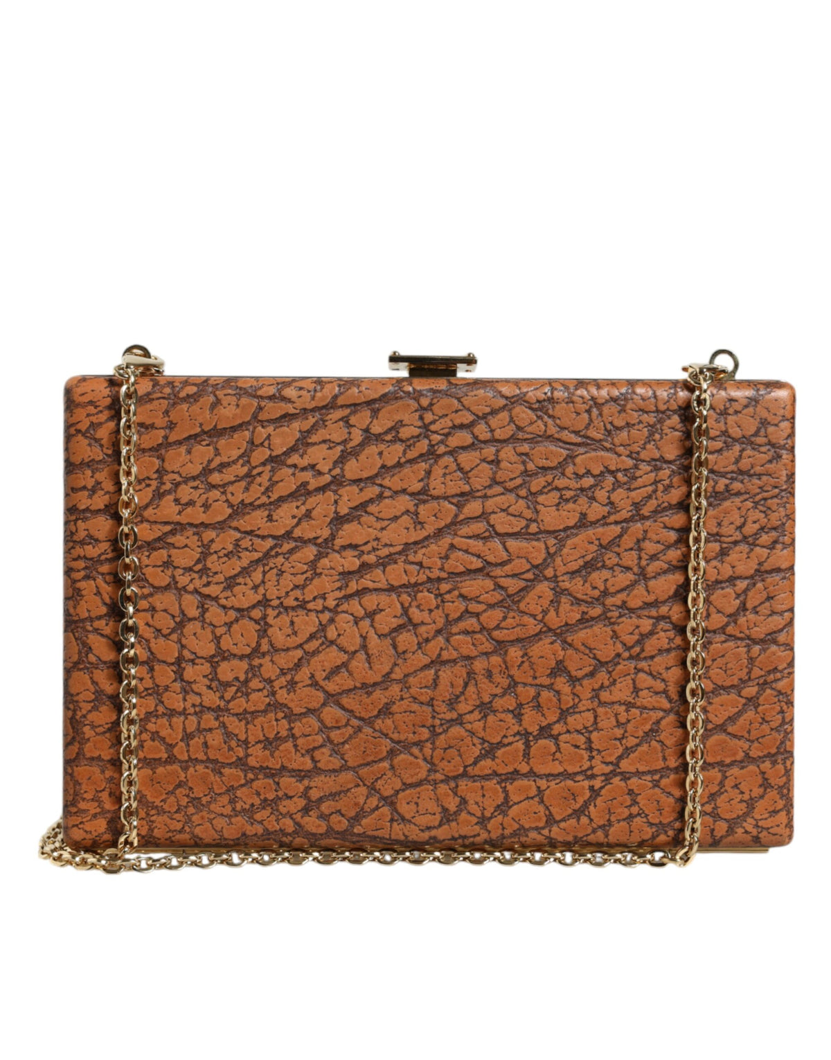 Dolce & Gabbana Brown Leather Gold Frame Clutch Mini Crossbody Bag, new with tags – image 1 of 8