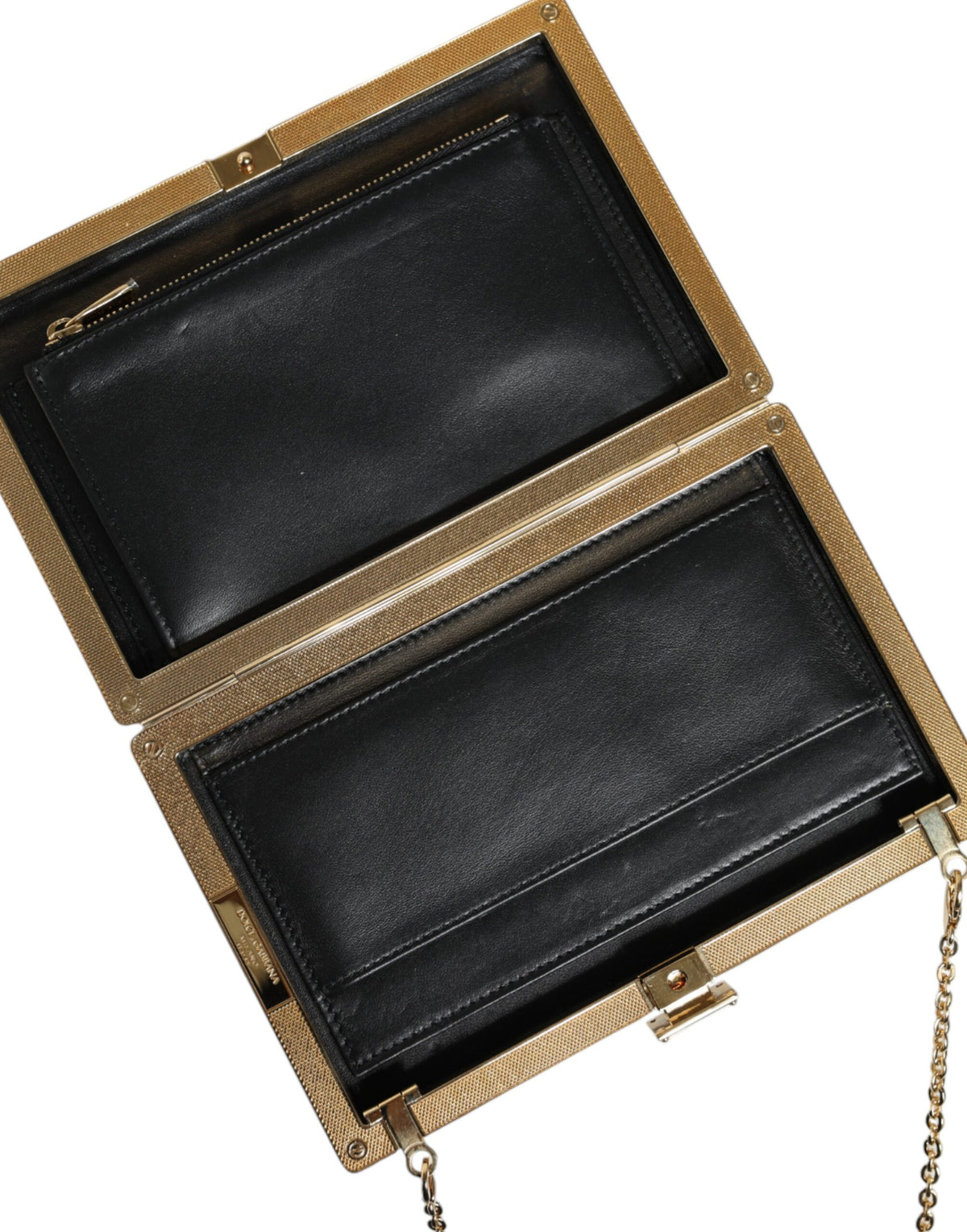 Dolce & Gabbana Brown Leather Gold Frame Clutch Mini Crossbody Bag, new with tags – image 4 of 8