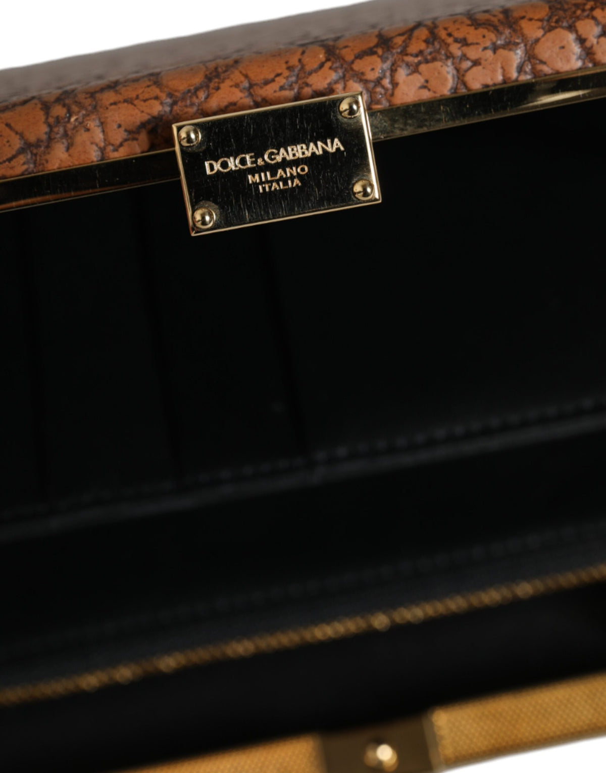 Dolce & Gabbana Brown Leather Gold Frame Clutch Mini Crossbody Bag, new with tags – image 5 of 8