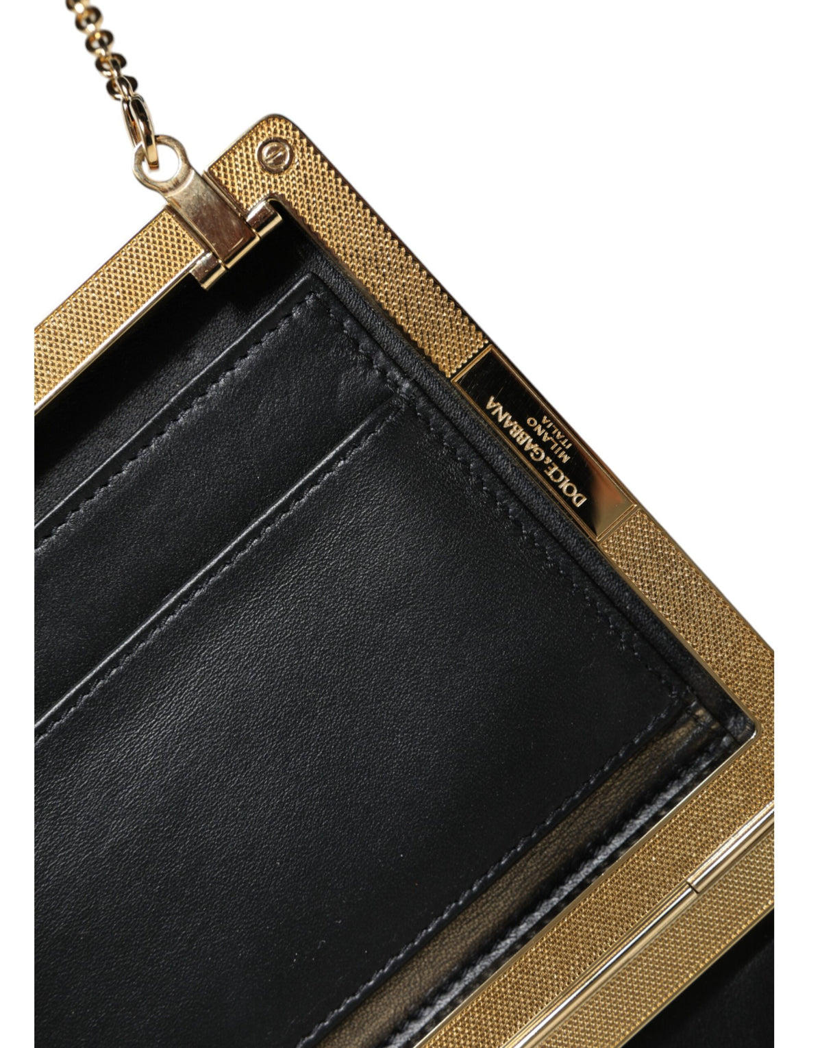 Dolce & Gabbana Brown Leather Gold Frame Clutch Mini Crossbody Bag, new with tags – image 8 of 8