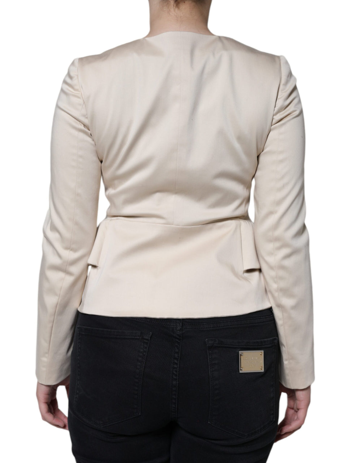 Red Valentino Beige Cotton Long Sleeves Round Neck Blazer Jacket