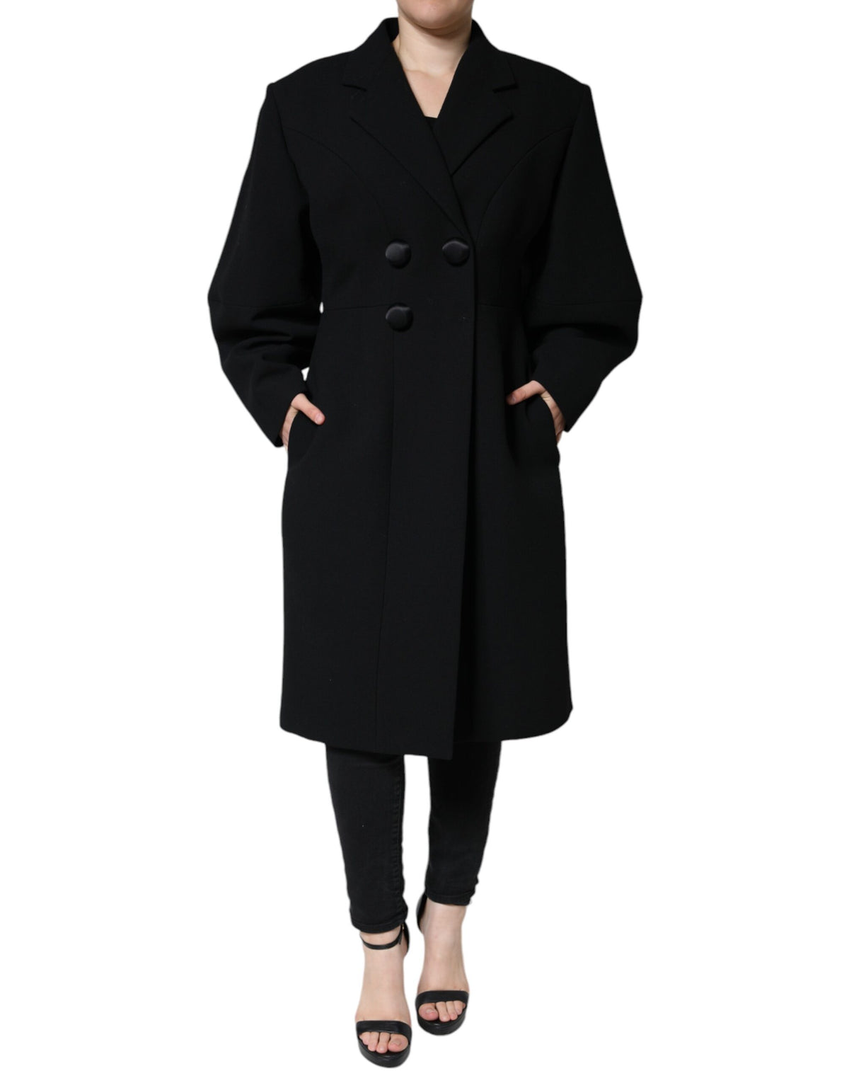 Pre-Owned Dolce & Gabbana Black Double Breasted Trench Coat Jacket Unisex - Very Good