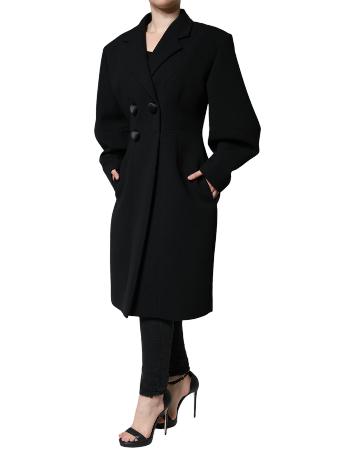 Pre-Owned Dolce & Gabbana Black Double Breasted Trench Coat Jacket Unisex - Very Good