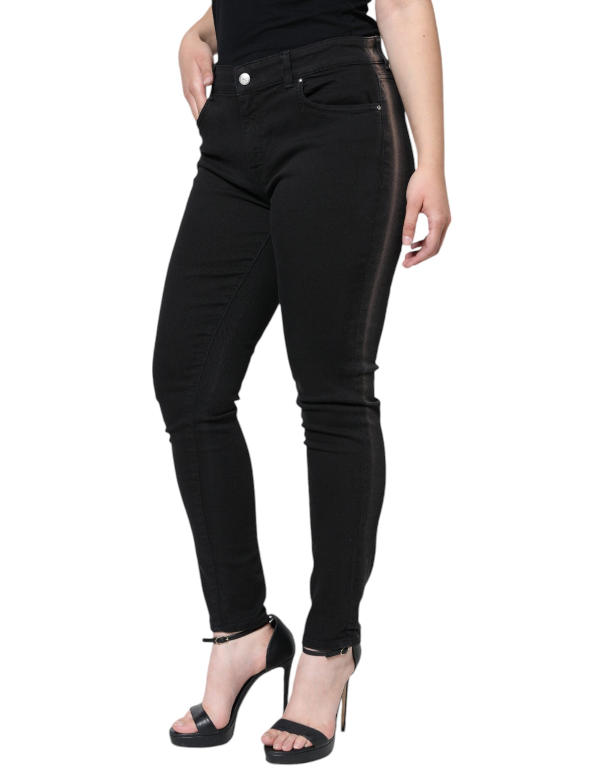 New Dolce & Gabbana Black Cotton Stretch Skinny Denim Jeans