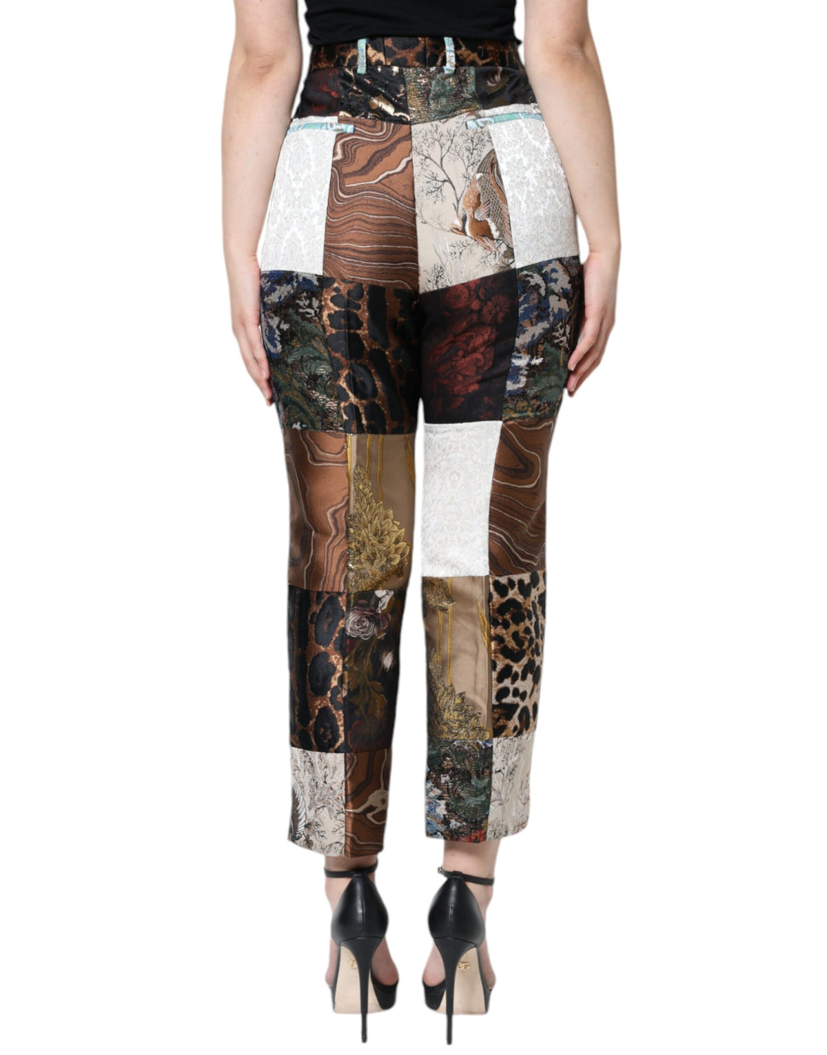 New Dolce & Gabbana Patchwork Jacquard High Waist Pants