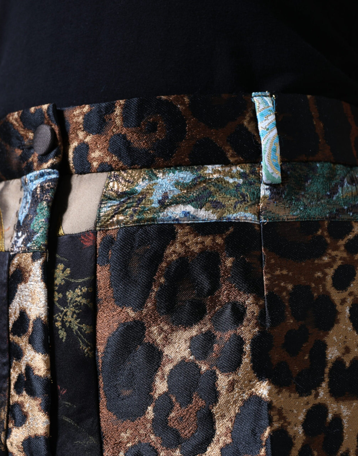 New Dolce & Gabbana Patchwork Jacquard High Waist Pants