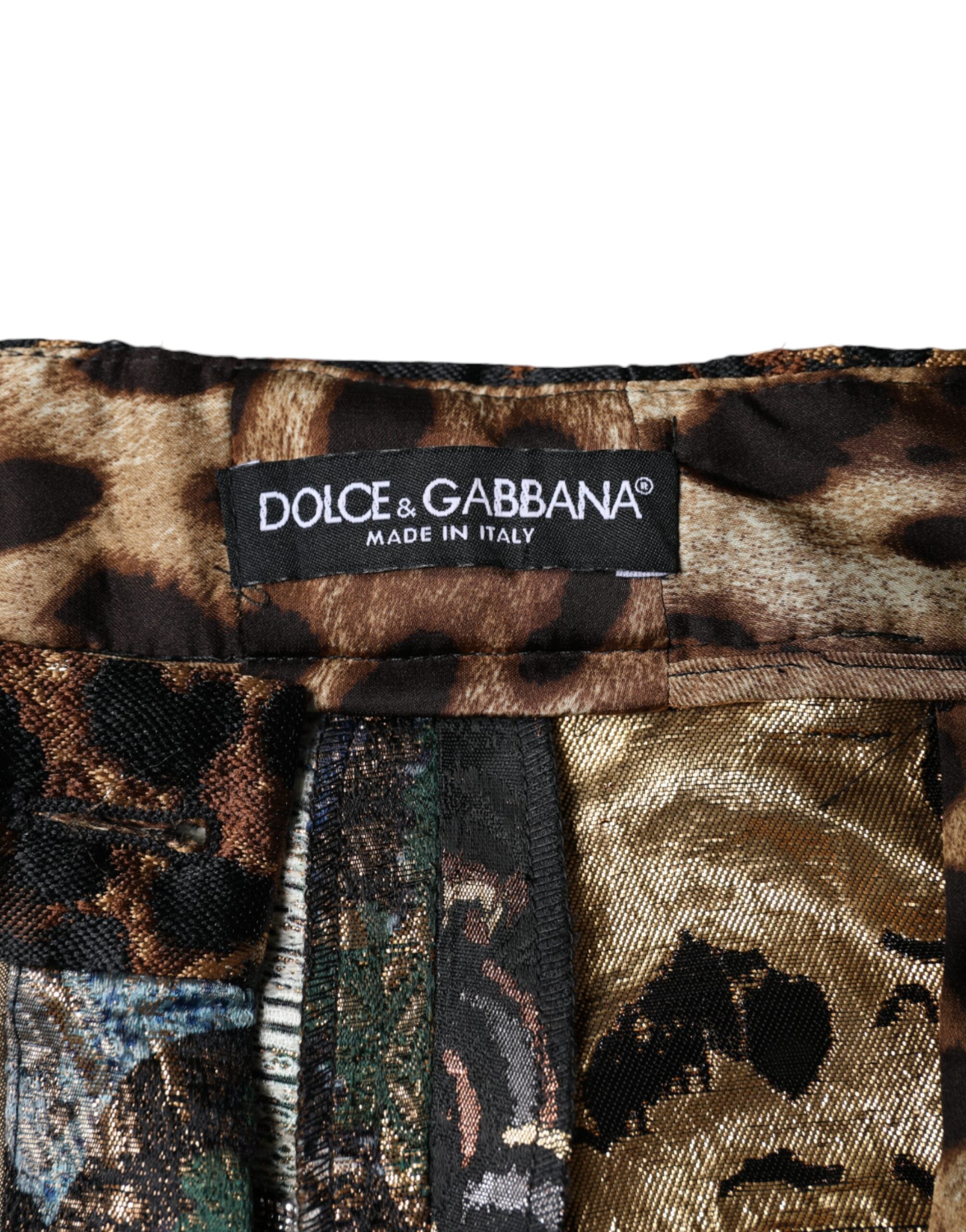 New Dolce & Gabbana Patchwork Jacquard High Waist Pants