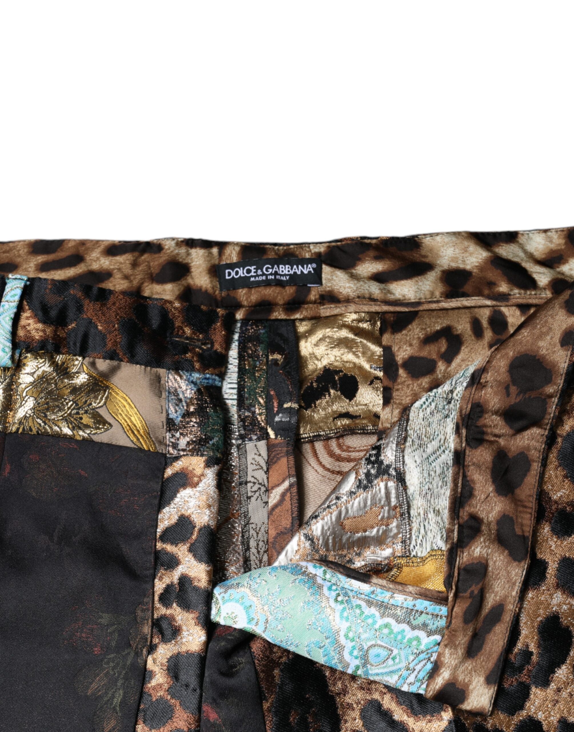 New Dolce & Gabbana Patchwork Jacquard High Waist Pants