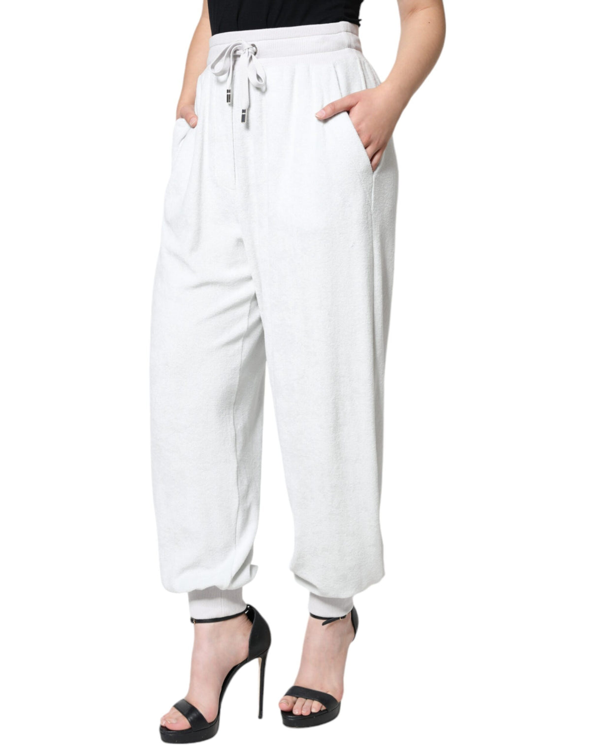 New Dolce & Gabbana White Nylon Jogger Sweatpants Pants