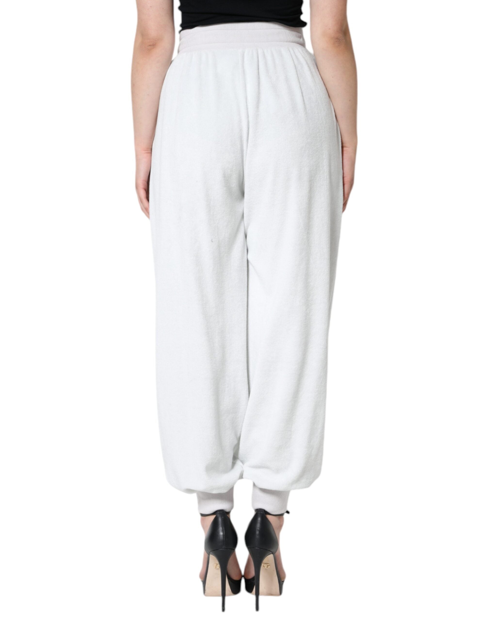 New Dolce & Gabbana White Nylon Jogger Sweatpants Pants