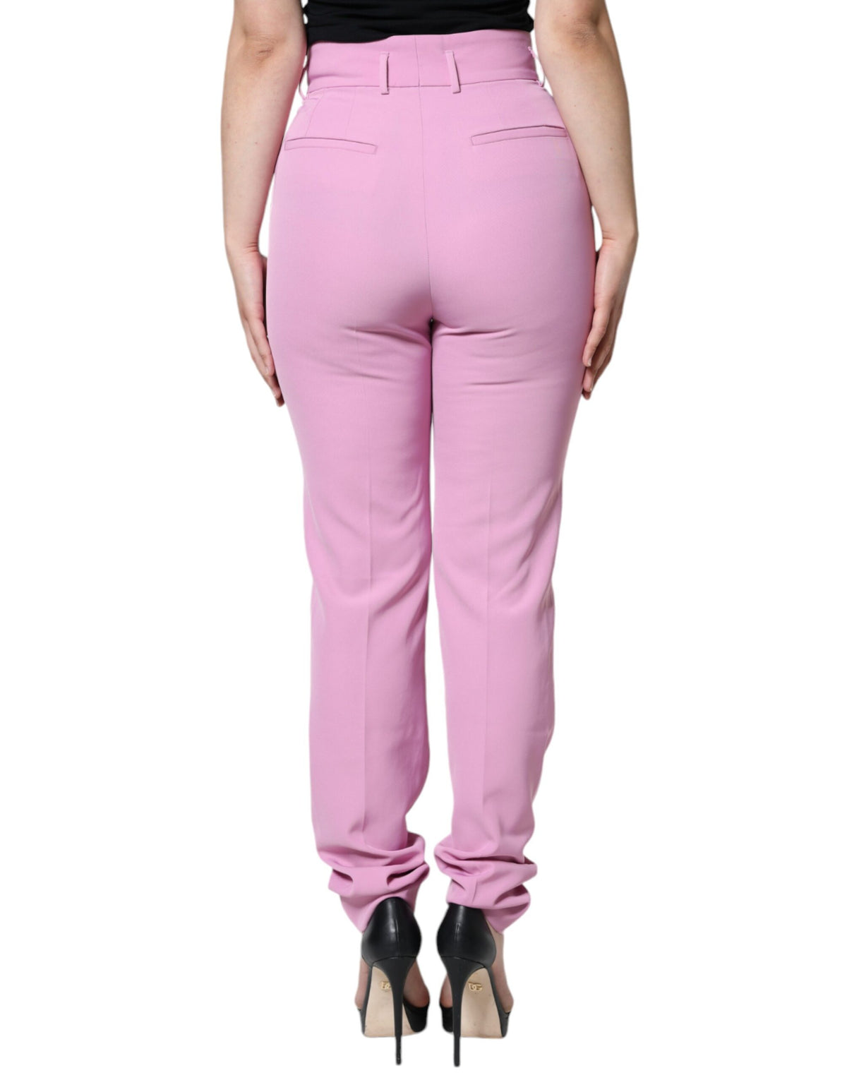 New Dolce & Gabbana Pink High Waist Women Tapered Pants