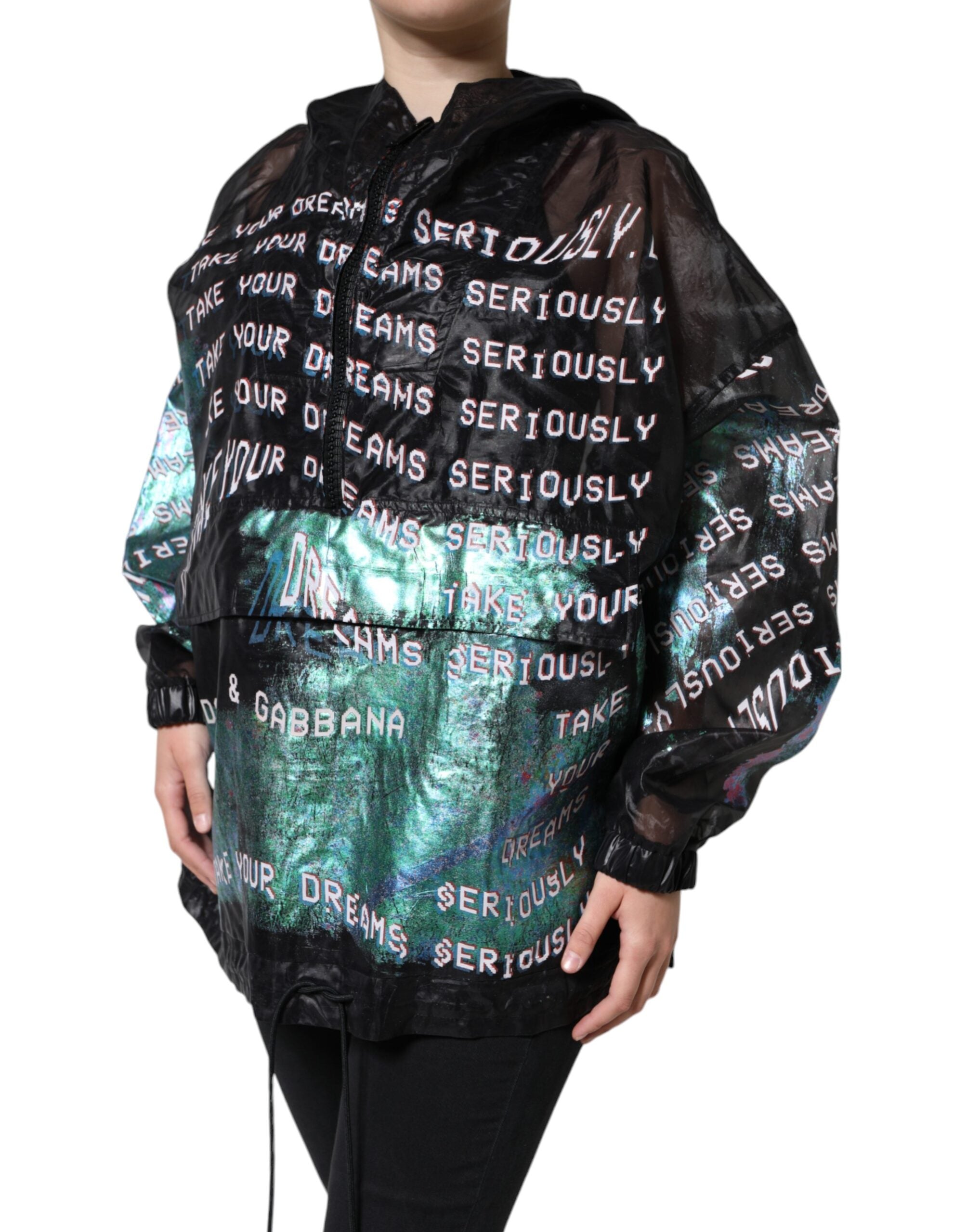 New Dolce & Gabbana Multicolor Print Hooded Sweatshirt Sweater