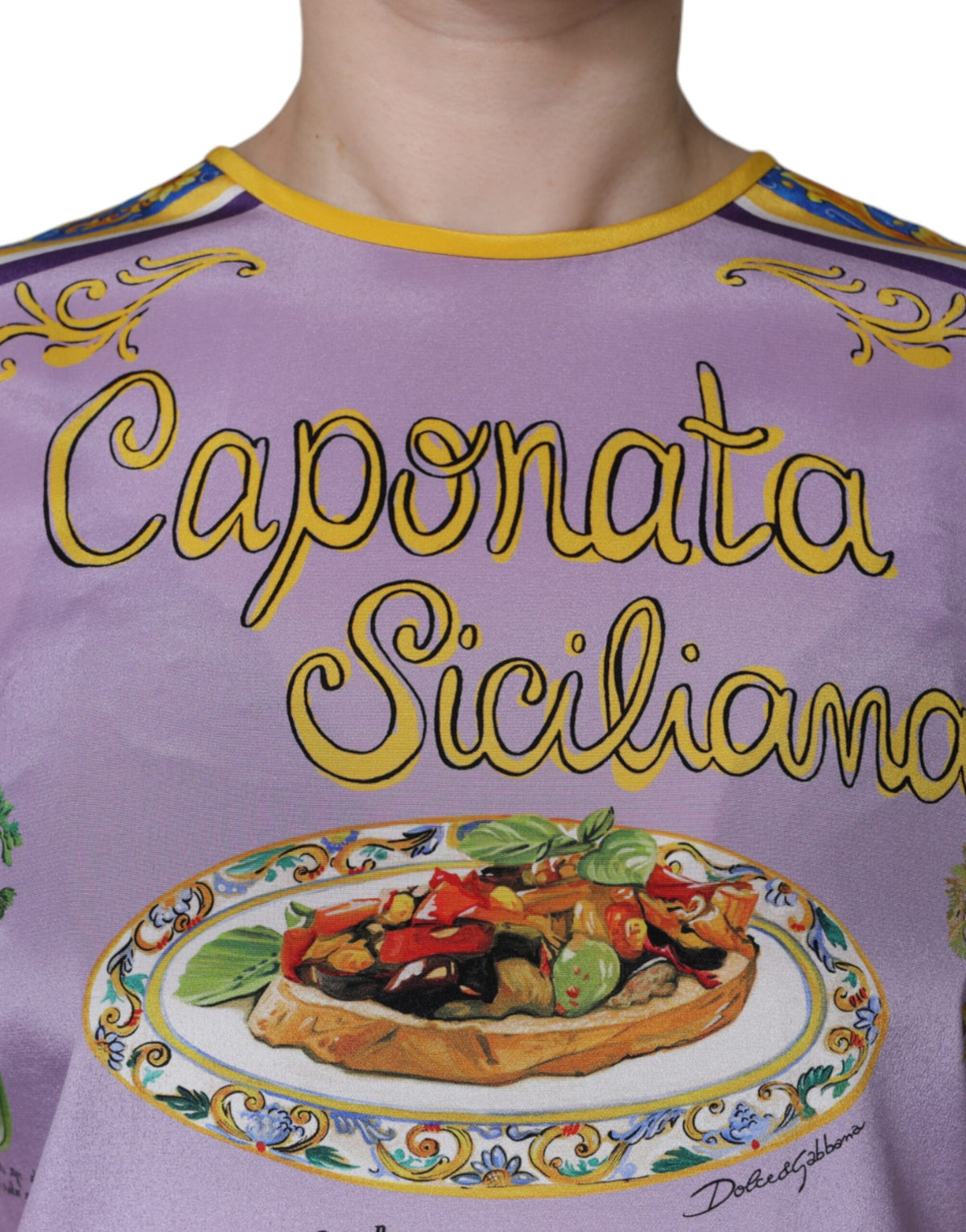 New Dolce & Gabbana Purple Silk Caponata Siciliana Print Tank Top