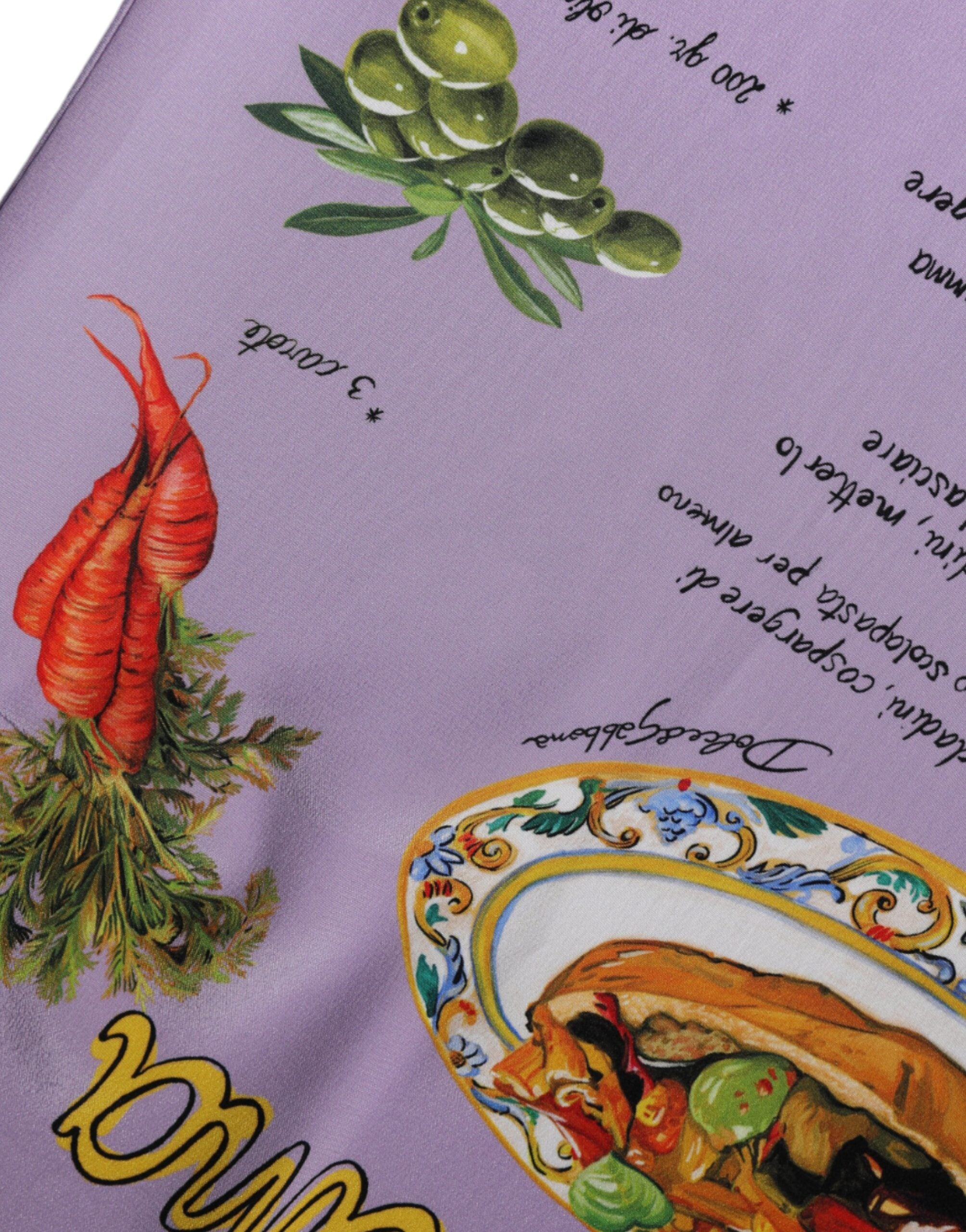 New Dolce & Gabbana Purple Silk Caponata Siciliana Print Tank Top