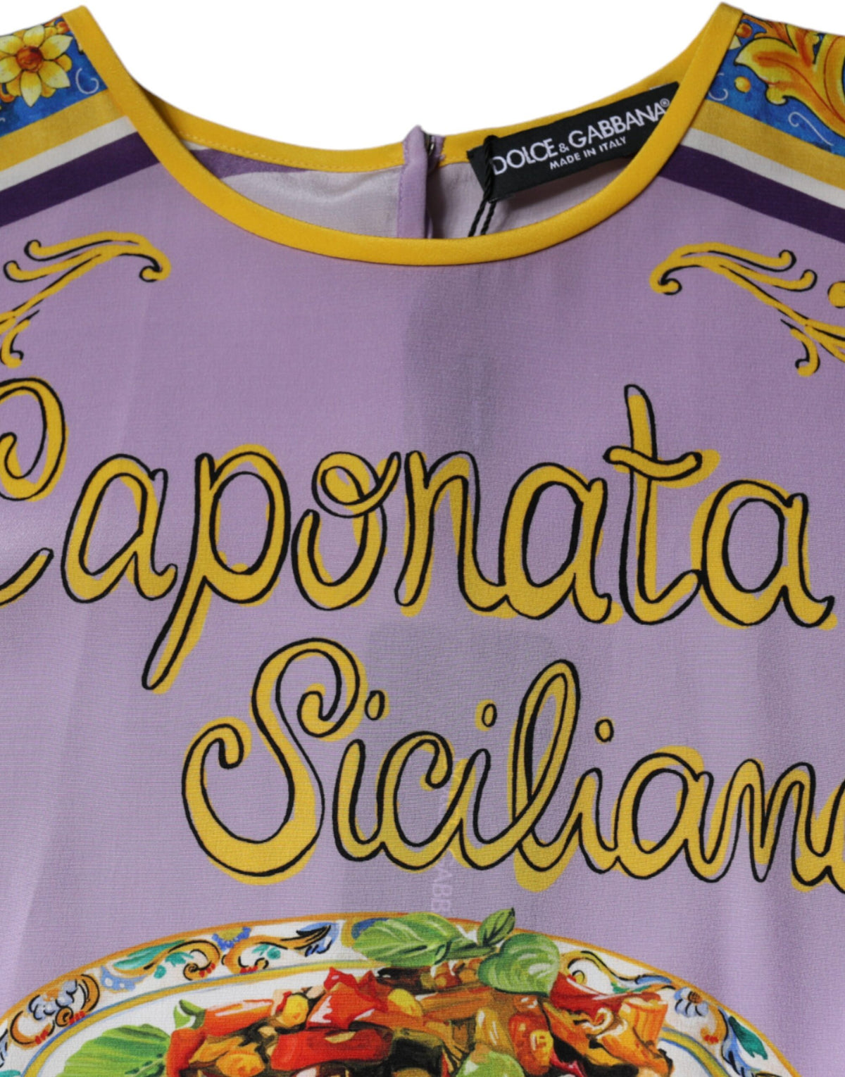 New Dolce & Gabbana Purple Silk Caponata Siciliana Print Tank Top