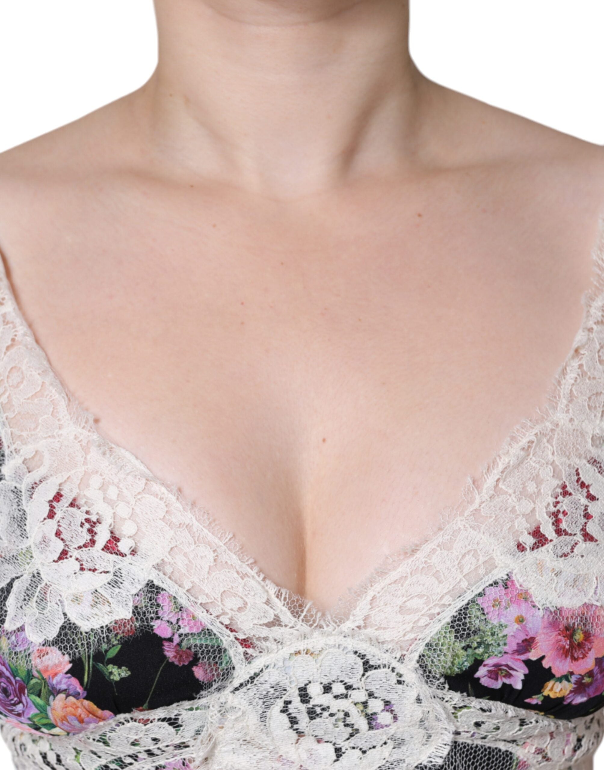 New Dolce & Gabbana Black Floral Lace Short Sleeves Blouse Top