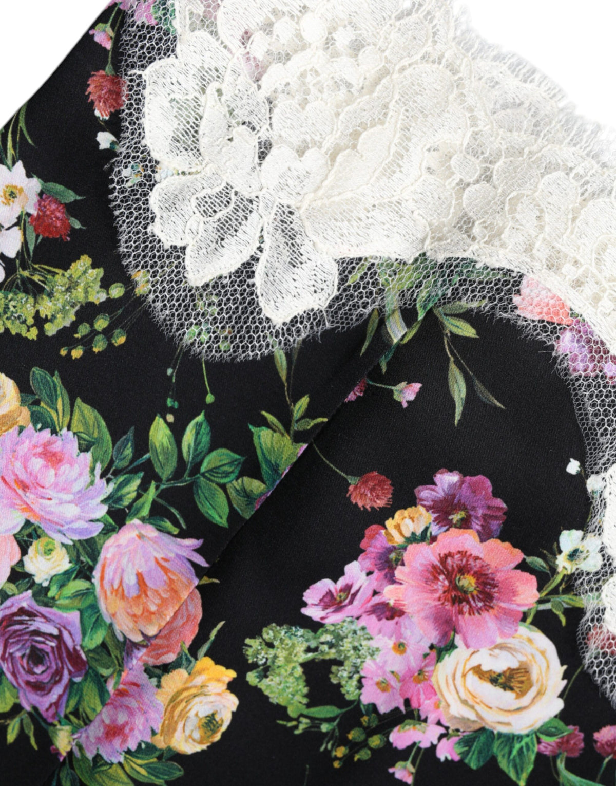 New Dolce & Gabbana Black Floral Lace Short Sleeves Blouse Top