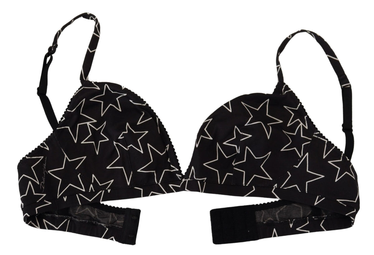 New Dolce & Gabbana Black Millennials Star Non Wire Cotton Bra Underwear