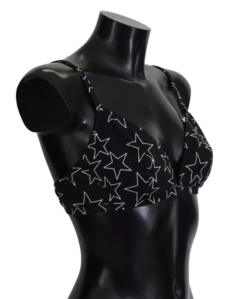 New Dolce & Gabbana Black Millennials Star Non Wire Cotton Bra Underwear