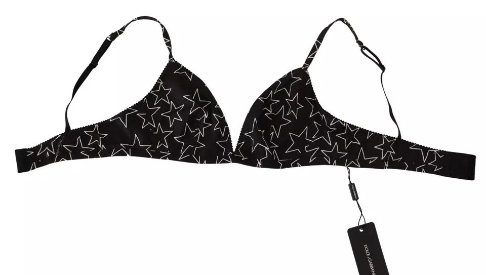 New Dolce & Gabbana Black Millennials Star Non Wire Cotton Bra Underwear