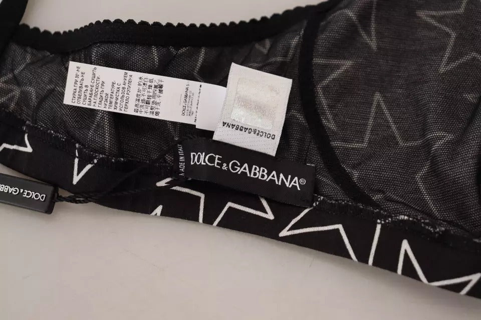 New Dolce & Gabbana Black Millennials Star Non Wire Cotton Bra Underwear