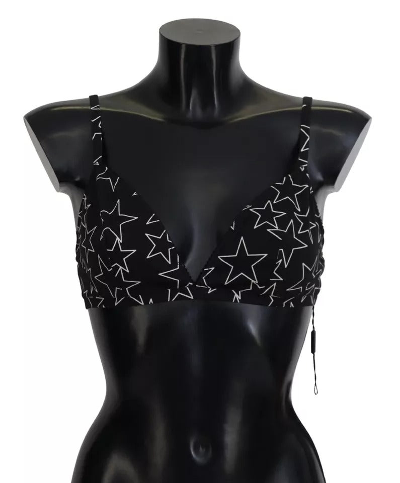 New Dolce & Gabbana Black Millennials Star Non Wire Cotton Bra Underwear